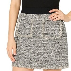 J Crew Mini‎ Skirt Women Size 4 Multicolor Tweed Fringe Hem Classic Preppy Chic